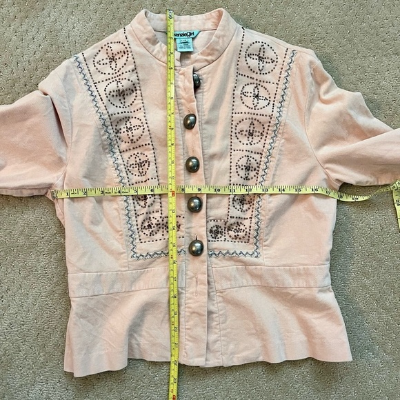 KENZIE GIRL Women’s Light Peach Beaded Embroidery Button Blazer Top-Size Large - Picture 5 of 5